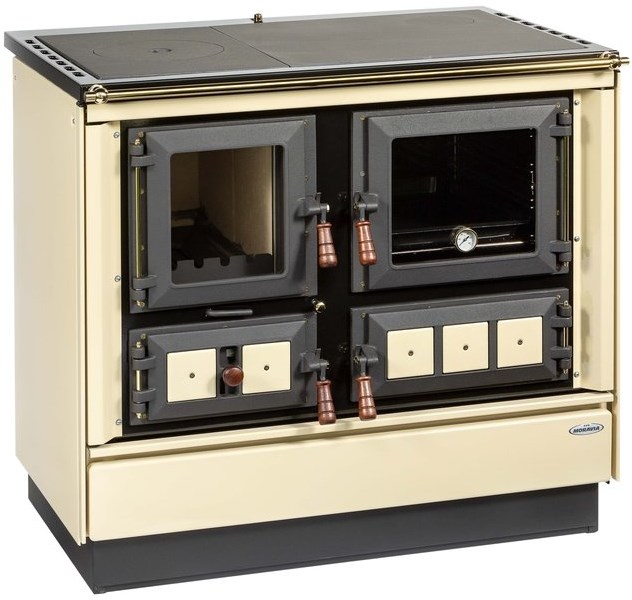 KVS MORAVIA VSP 9112 KLAUDIE Festbrennstoffherd 7,1kW, mit Backofen, links, gold